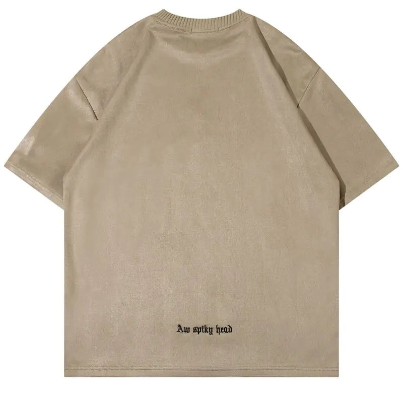 Harajuku Suede Streetwear Oversized T-Shirt