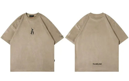 Harajuku Suede Streetwear Oversized T-Shirt