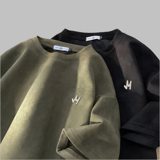 Men's Suede Short Sleeve T-Shirt - Trendy & Versatile