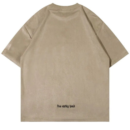 Harajuku Suede Streetwear Oversized T-Shirt